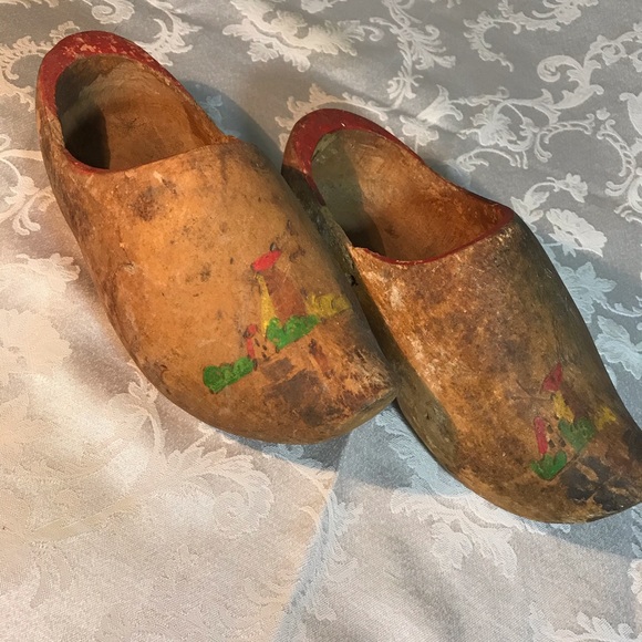 Vintage Rustic Wooden Shoes - Picture 2 of 6